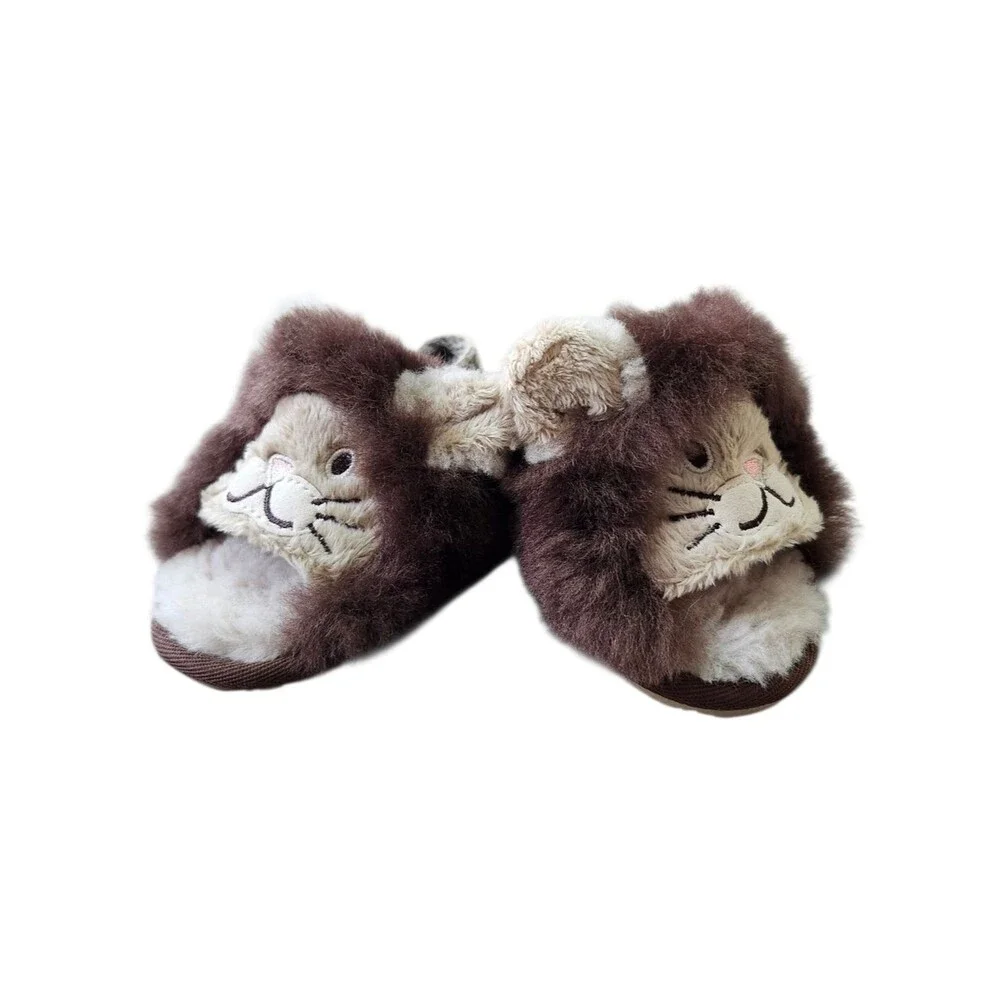 UGG Toddler Fluff Yeah Slide Lion Stuffie Slipper Suede Sheepskin Size 6 EU 22